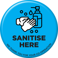 Floor Stickers Blue Sanitise Here 440mm - 2 pack