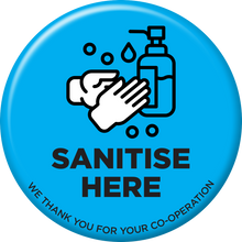 Floor Stickers Blue Sanitise Here 440mm - 2 pack