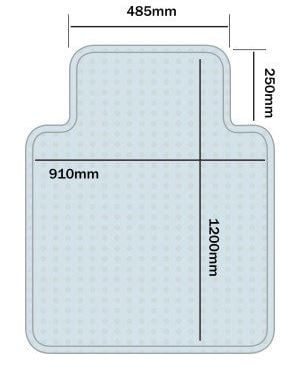 Heavy Duty Chair Mat for Carpet Without Underlay 910 x 1200mm keyhole shape 12 Year Warranty