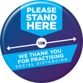 Floor Stickers Navy Please Stand Here 210mm - 6 Pack