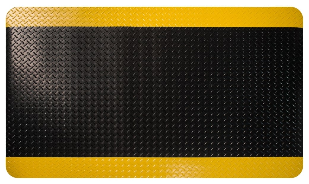 Durable PVC Surface Comfort Mat with Safety Borders 120cm Wide Yellow