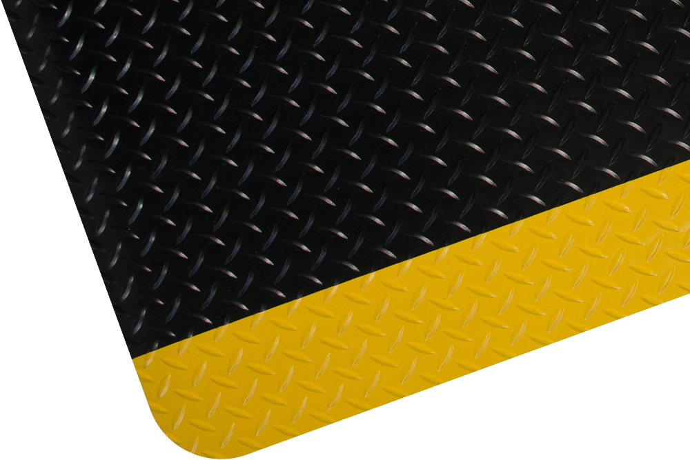 Durable PVC Surface Comfort Mat 90cm Wide With Yellow Safety Border