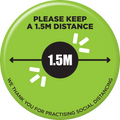 Floor Sticker Green Please Keep A 1.5m Distance 440mm - 2 Pack