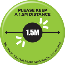 Floor Sticker Green Please Keep A 1.5m Distance 440mm - 2 Pack