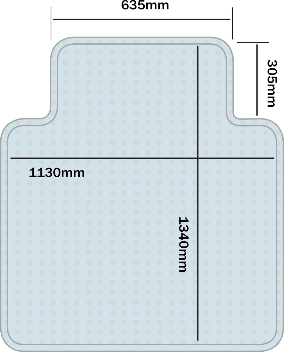 Heavy Duty Chair Mat for Carpet Without Underlay Carpet 1130 x 1340mm keyhole shape 12 Year Warranty
