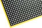 Heavy Duty Rubber Safety Mat with holes and Moulded Yellow Safety Border 100 x 150cm