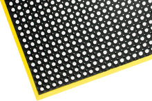 Heavy Duty Rubber Safety Mat with holes and Moulded Yellow Safety Border 100 x 150cm