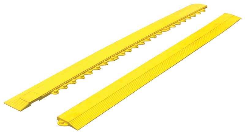 Interlocking Rubber Anti Fatigue Tile Female Edge and Corner 91cm x 75mm to suit connectors Yellow