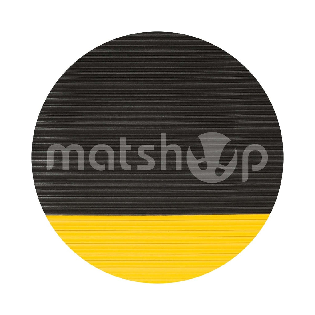 Ribbed Surface Closed Cell Foam Anti Fatigue Mat 90cm Wide Black With Yellow Safety Border