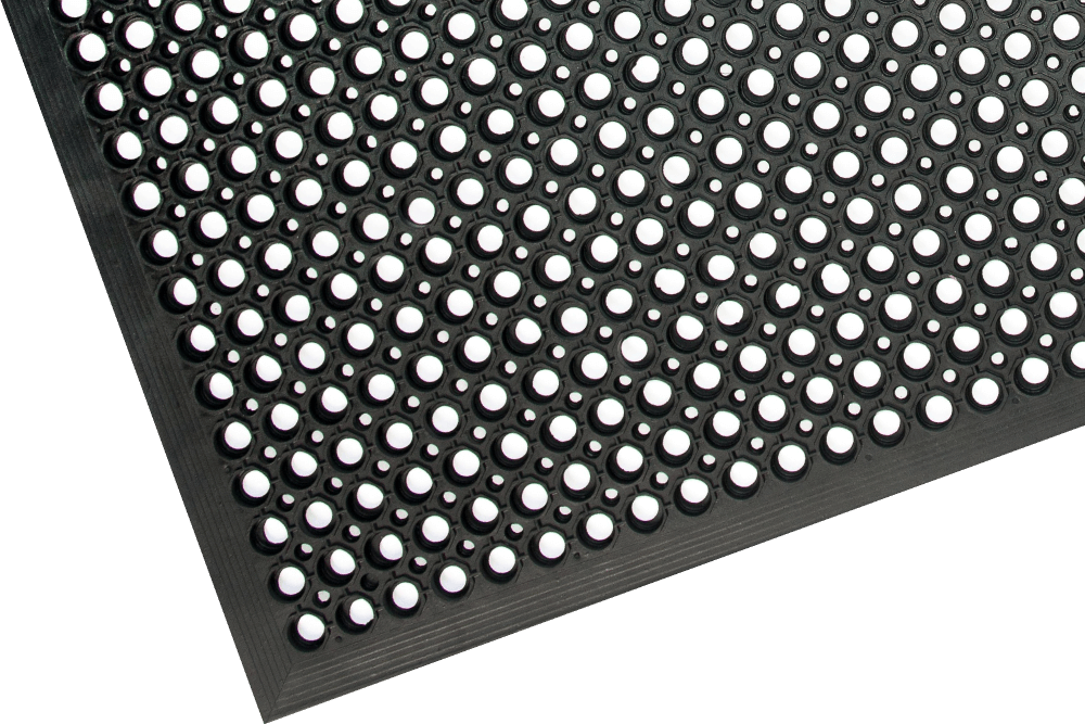 Rubber Safety Mat with Holes 90 x 150cm Black