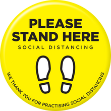 Floor Stickers Yellow Please Stand Here 210mm - 6 Pack