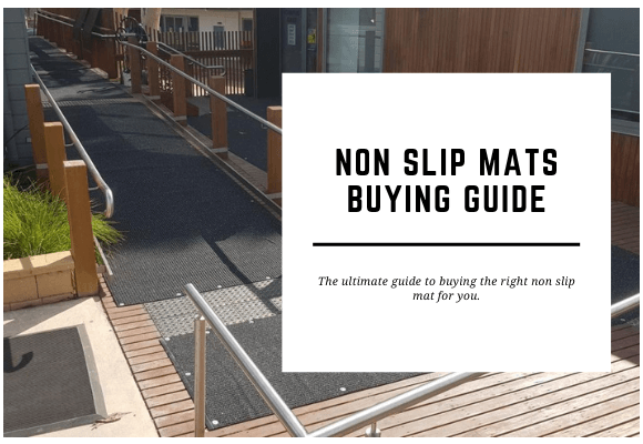 A non slip mat lines a ramp in a school. The blog header reads Non Slip Mats Buying Guide.
