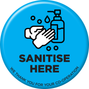 Floor Stickers Blue Sanitise Here 210mm - 6 Pack