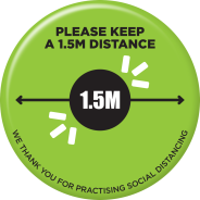 Floor Sticker Green Please Keep A 1.5m Distance 210mm - 6 Pack