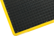 Grid Surface Moulded Rubber Anti Fatigue Comfort Mat Yellow Safety Border 