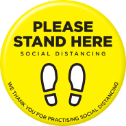 Floor Stickers Yellow Please Stand Here 440mm - 2 Pack