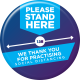 Floor Stickers Navy Please Stand Here 210mm - 6 Pack