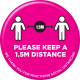 Floor Stickers Pink Please Keep A 1.5m Distance 210mm - 6 Pack