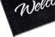 Durable Nylon Twist Pile Welcome Mat with Rubber Backing Black Mat With Grey Text 85 x 150cm