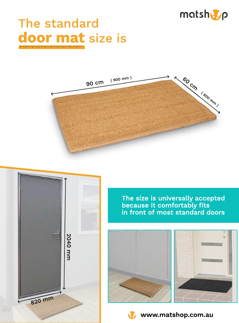 What size is a standard door mat? This image shows the standard dimensions for a regular door mat.