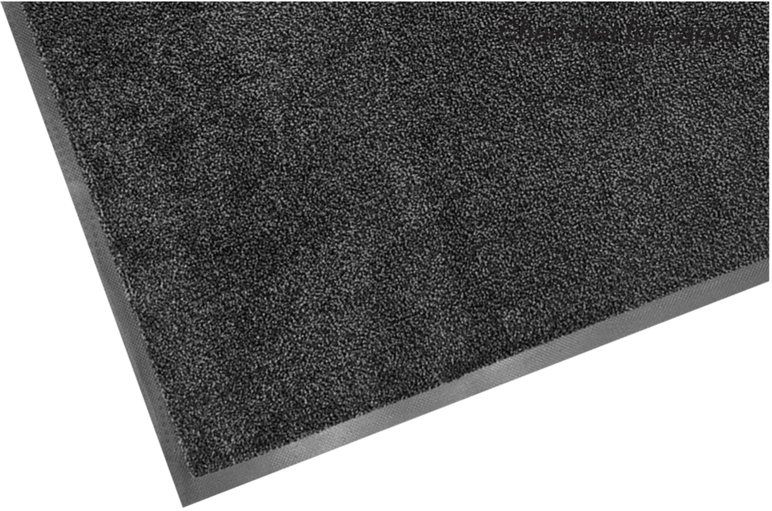 A charcoal-coloured chair mat with a carpet surface.