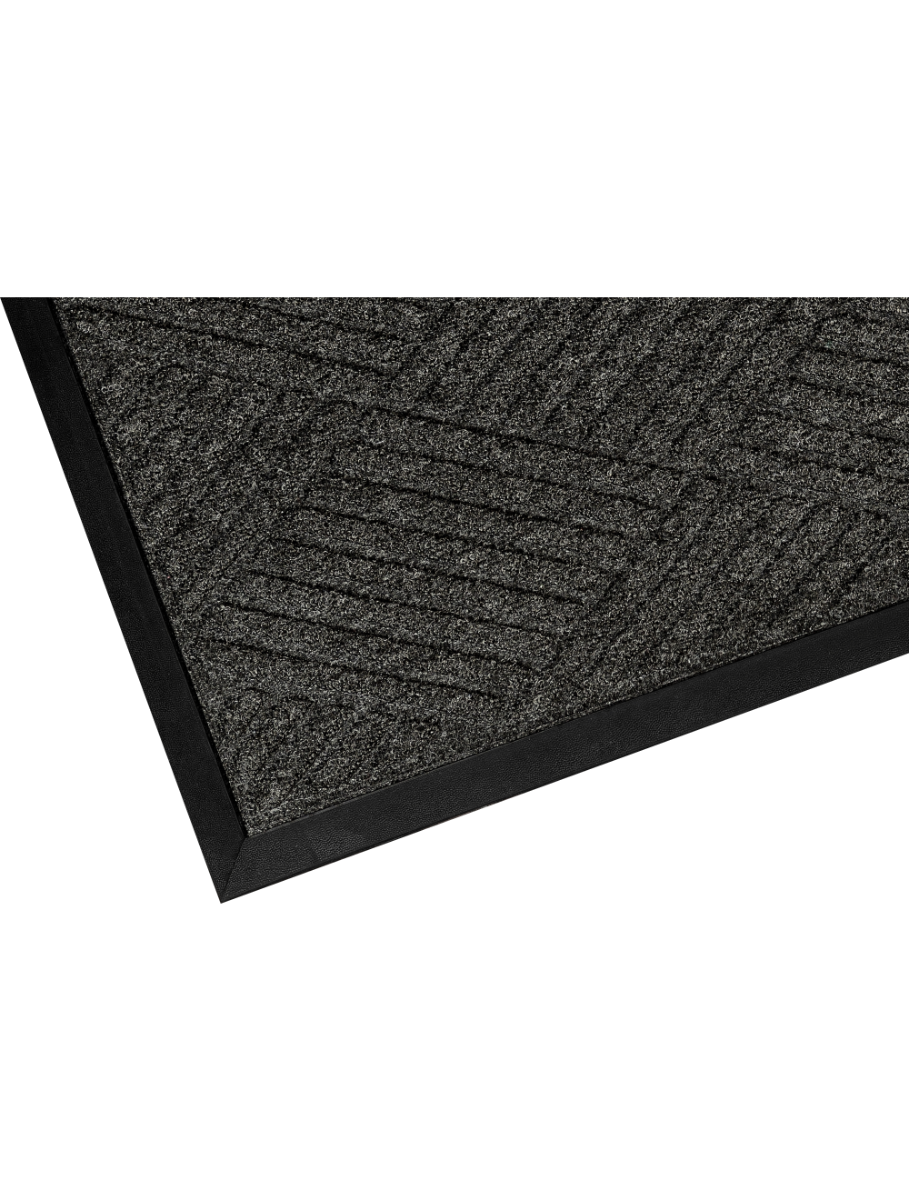 Diamond patterned door mat corner.